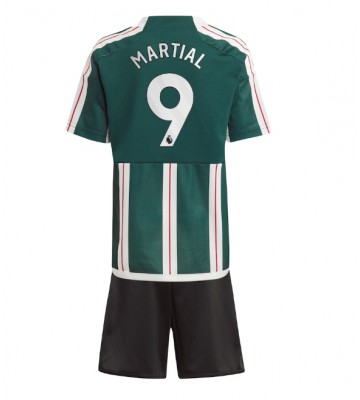 Manchester United Anthony Martial #9 Bortaställ Barn 2023-24 Kortärmad (+ Korta byxor)